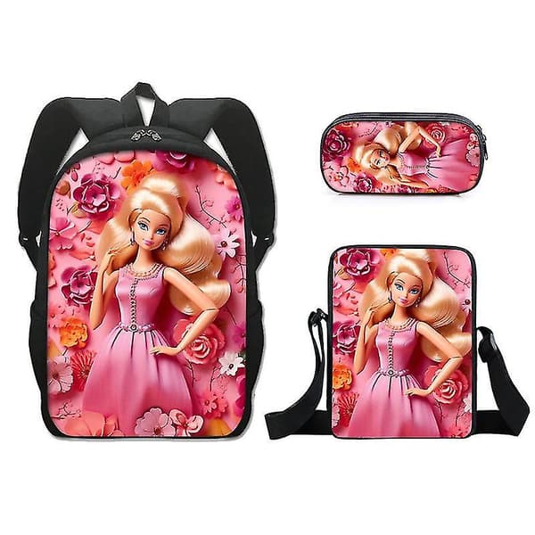 Barbie Skolväska Tredelad Set Ryggsäck Skolsäsong Present 10