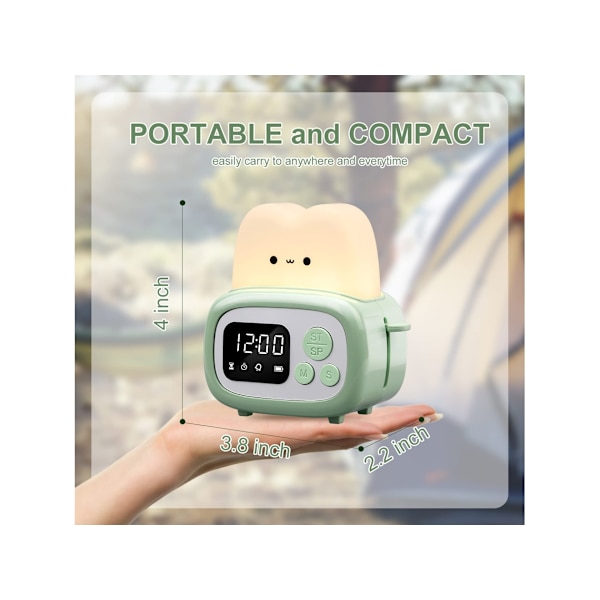 Toastersformad nattlampa med digital klocka och timer -