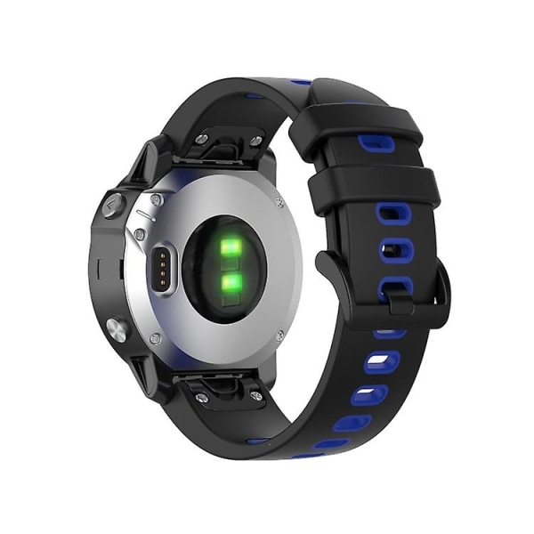 Til Garmin Fenix ​​6s tofarvet silikone urrem Black Blue