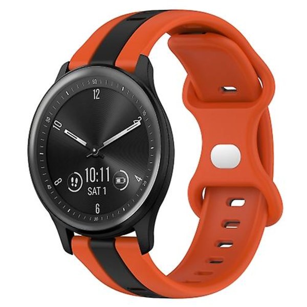 For Garmin Vivomove Sport 20 mm sommerfuglspenne Tofarget silikonklokkerem Orange-Black