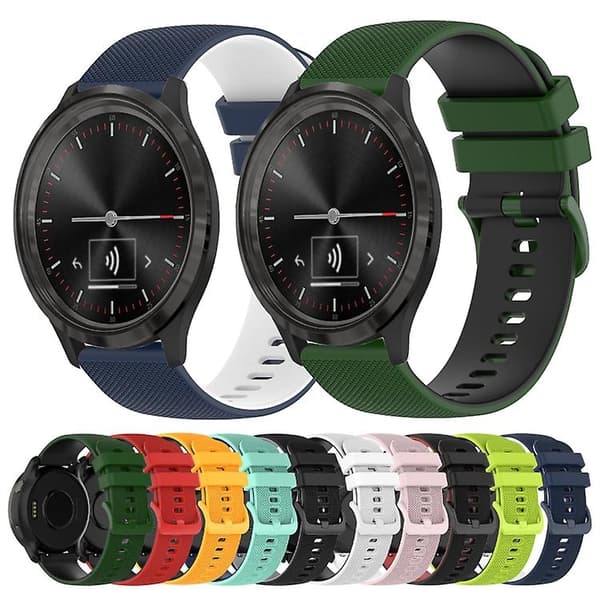 Til Garminmove 3 20 mm ternet tofarvet silikoneurrem White-Black