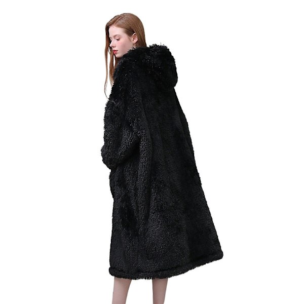Hupullinen fleece-pusero, paksu ja lämmin kotiasu Black