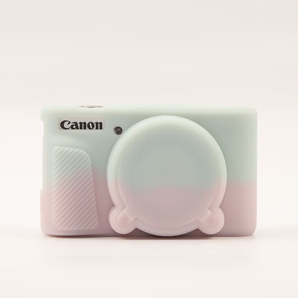 Silikonfodral för Canon PowerShot SX740/SX730 HS-kamera med avtagbart linsskydd, rosa grön