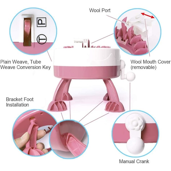 Strikkemaskin, 22 nåler Vevemaskin Manuell automatisk vevevevsett Barn