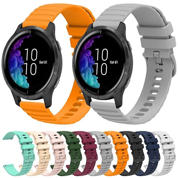 Til Garmin Venu 20 mm Wavy Dot Pattern Solid Color Silicone Watch Band White