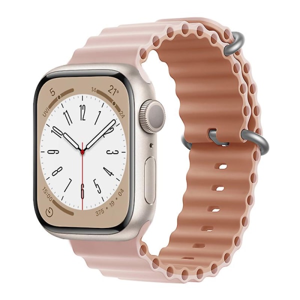 Ocean Armbånd For Apple Watch Band 44mm 40mm 45mm 41mm 49mm 42mm 38mm Smartwatch Silikonrem Iwatch Ultra Series 7 6 3 Se 8 Oxford Pink-Rose 38 40 41mm