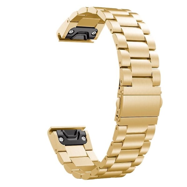 För Garmin Fenix ​​5x trepärlor i rostfritt stål watch Golden