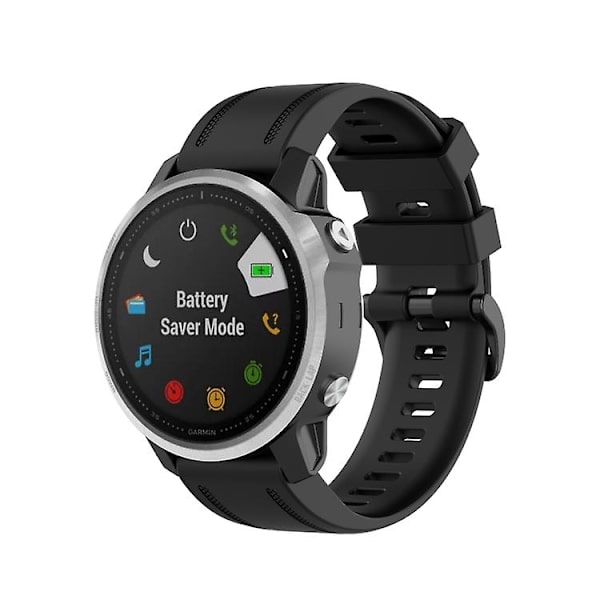 Til Garmin Fenix ​​7s 20 mm ensfarvet silikone Quick Release Urbånd Black