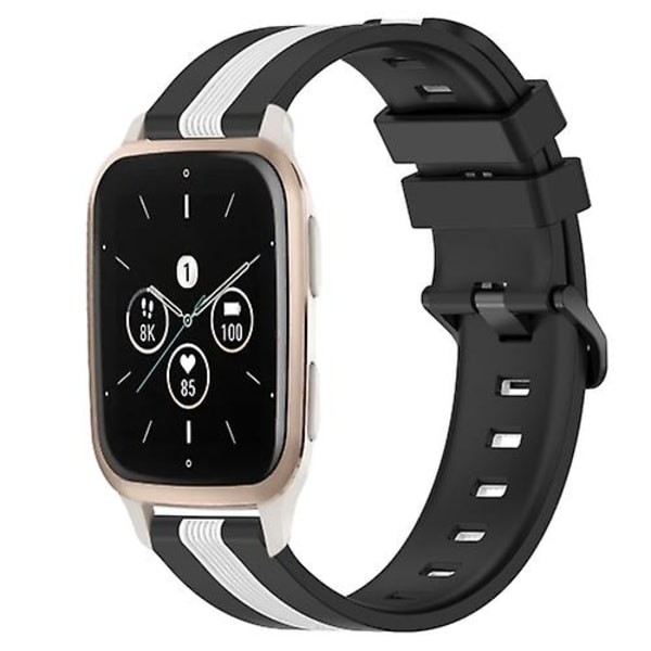 För Garmin Forerunner Sq2 Music 20mm Vertikal tvåfärgad watch Black-White