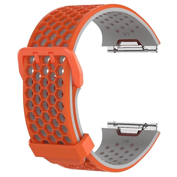 For Fitbit Ionic Tofarget silikonklokkerem med spenne Orange - Grey