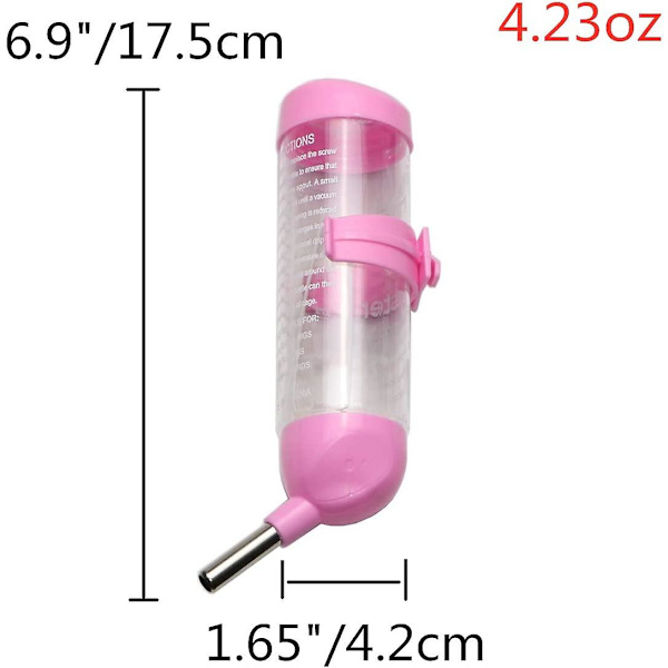 3 i 1 Hamster Hengevannsflaske Kjæledyr Automatisk Dispenser Med Base For Dverghamster Mus Rotte Pinnsvin pink 80ML