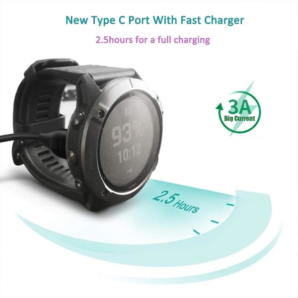 Lader for Garmin Fenix 6 6S 6X Pro Fenix 5 5S 5X Plus Forerunner 745 935 945 45 45S