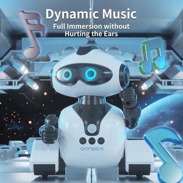 Fjärrkontroll Emo Robot Leksak med Musik och LED-ögon RC Intelligent Walking Dancing