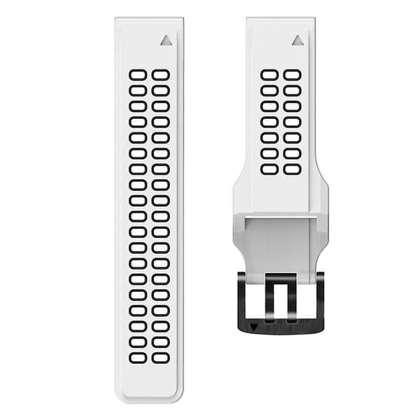 För Garmin Fenix ​​6 Quick Release Double Row Silicone Watch Band White Black
