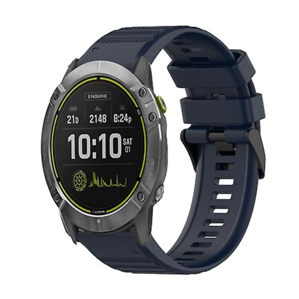 Til Garmin Enduro 26 mm horisontal tekstur silikone urrem med afmonteringsværktøj Navy Blue