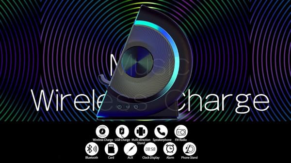 Väckarklocka Trådlös Laddning Bluetooth Högtalare Klocka Alarm Cloc