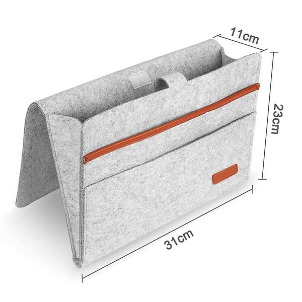 Filtseng Opbevaringspose Med Lommer, Praktisk Seng Sofa Organizer Light Grey