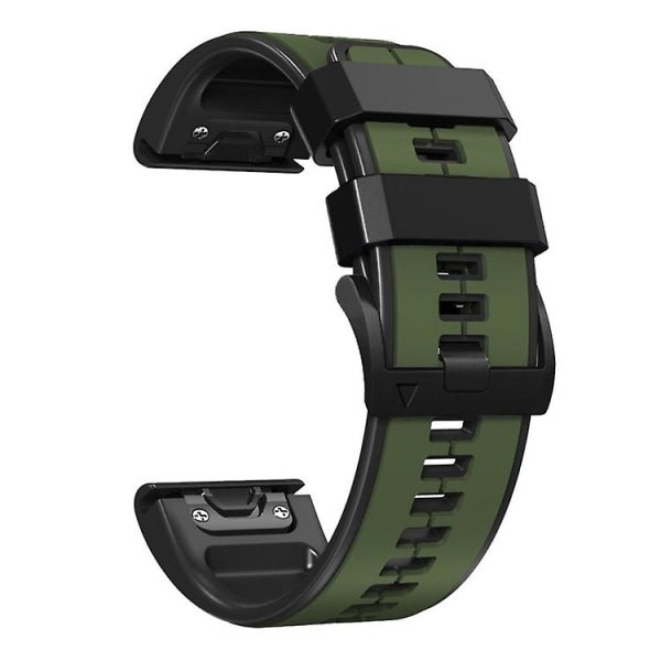 För Garmin Fenix ​​6x Pro 22mm Silicone Sports Watch Amygreen-Black