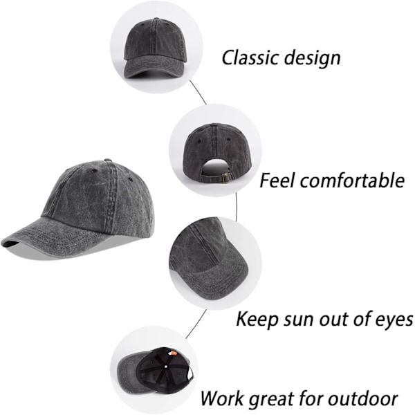 Unisex Baseball Cap Dame Herre Denim Justerbar Far Hat B