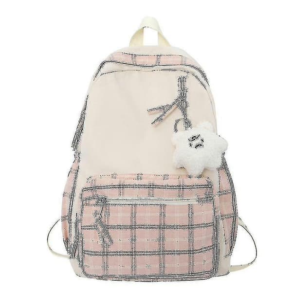 Rutete skolesekk for studenter Pink