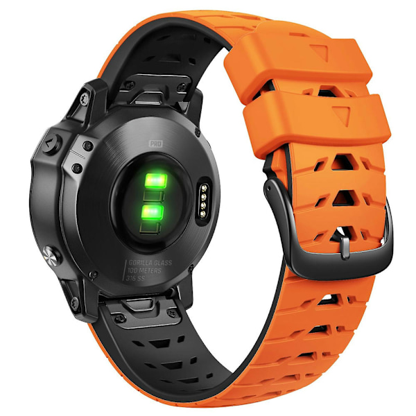 22mm Silikonarmband för Garmin Fenix 7 Orange Black