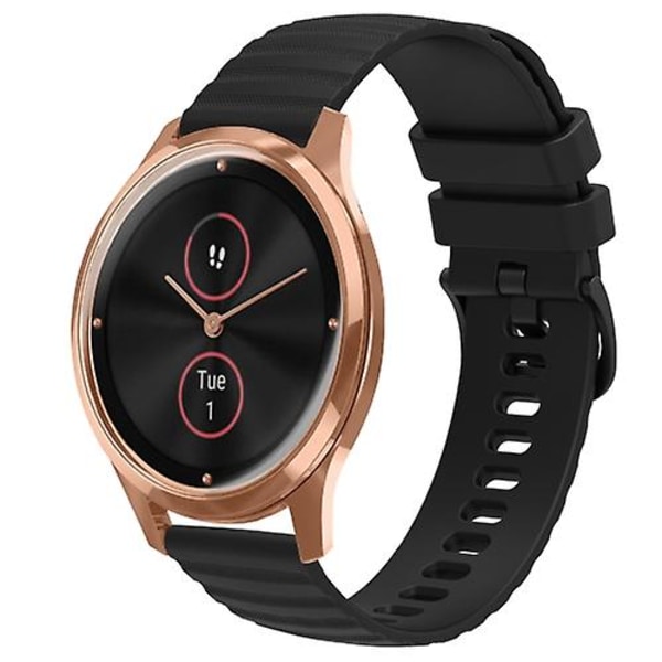 Til Garminmove Luxe 20 mm Wavy Dot Pattern Solid Color Silikone Watch Band Black