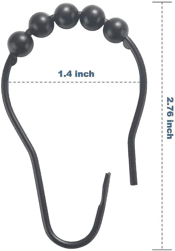 Duschdraperikrokar Ringar, Metall Duschdraperikrokar Ringar 12st Matte Black