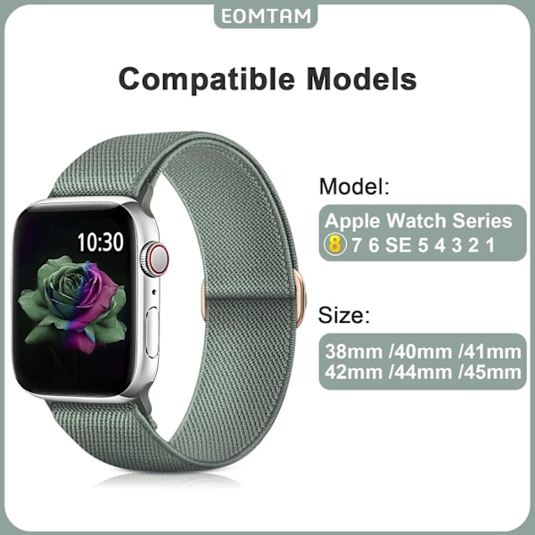 5-pak strækbart nylon kompatibelt til Apple Watch rem 38 mm C 38mm/40mm/41mm