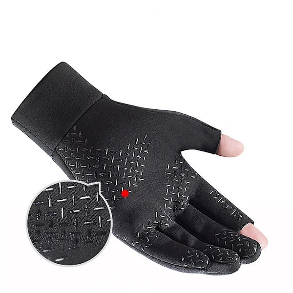 Vinter Fleece Varme Touchscreen Hansker Vindtette Sykkelhansker for Menn Kvinner Gray M