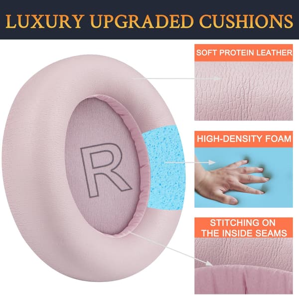 Øreputer for Anker Soundcore Life Q30/Q35, proteinlær øreputer, rosa