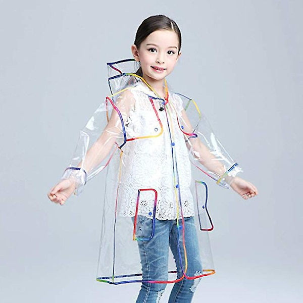 Transparent Rainbow Colorful Edge børneregnfrakke vejrbestandig poncho s