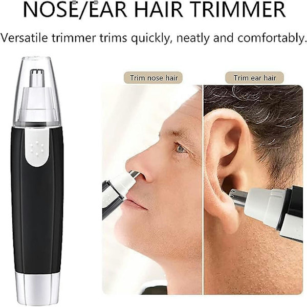 Øre- og nesehårstrimmer – Smertefri øyenbryn- og ansiktshårstrimmer for menn og kvinner, vanntett rustfritt stål skjegg- og ansiktshårbarbermaskin