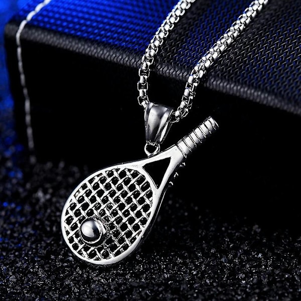 Unisex Halsband i Rostfritt Stål Tennisracket Hänge Smycke Sport Casual Stil Smycke Kedja Födelsedagspresent Till Vänner