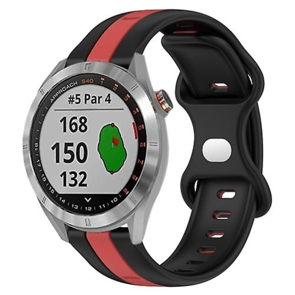 Til Garmin Approach S40 20 mm sommerfuglespænde Tofarvet silikoneurrem Black-Red