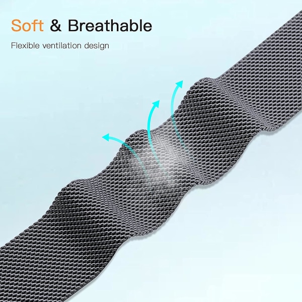 Magnetiska band kompatibla med Fitbit Versa 3 och Sense Smartwatch- Multi Color Space Gray Small