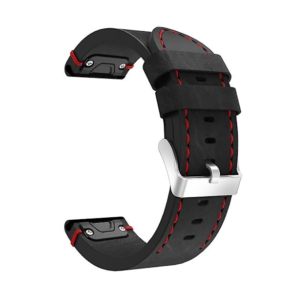 Til Garmin Descent Mk 2i 26mm Læder Sutur Stål Spænde Urbånd Black