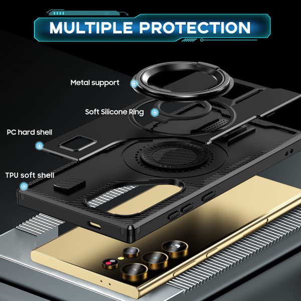 deksel for Samsung Galaxy S25 Ultra Karbonfiber støtsikker (Grå)