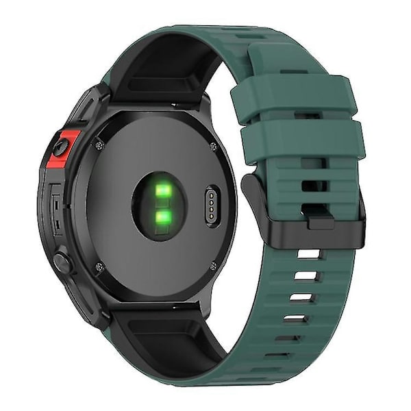 För Garmin Fenix 7 22mm Tvåfärgad Silikonklocka STMZ Olive Green Black