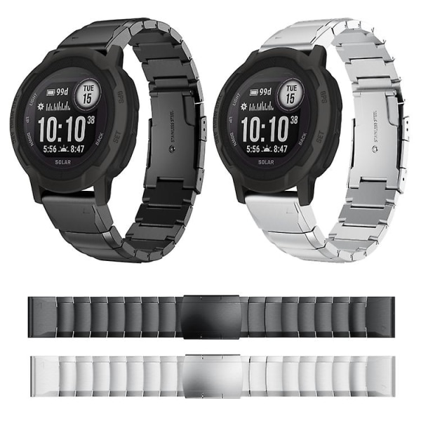For Garmin Instinct 2 22mm Tortoise Shell rustfritt stål klokkebånd Black