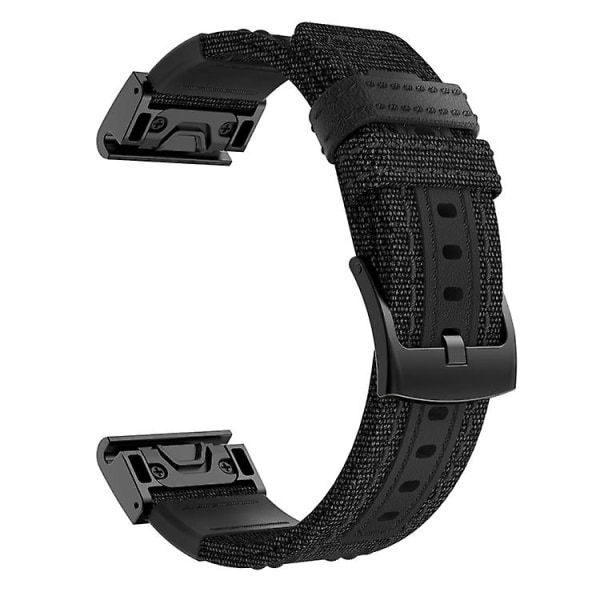 Watch av canvas och läder för Garmin Fenix5x Plus Fenix3, handledsrem Storlek: 150+110 mm Black