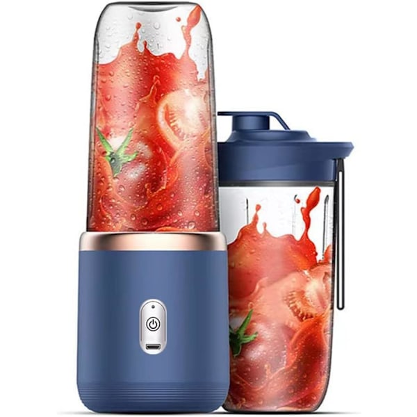 Juice blender 40W blender kop opladelig USB Dobbelt kop Blå