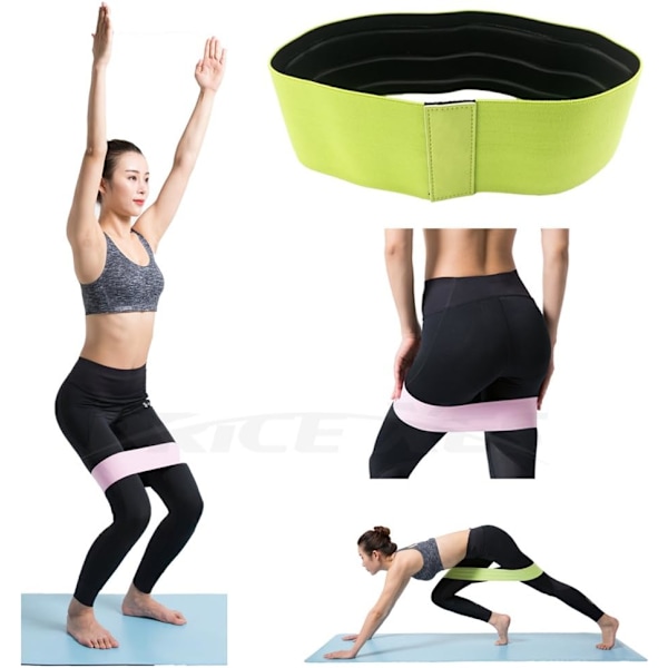 Hip Resistance Band, Halksäker Innersida & Stretchövning Peach Body Loop, Rullar Aldrig & Tjock Workout Lårband Glute Grön Medium