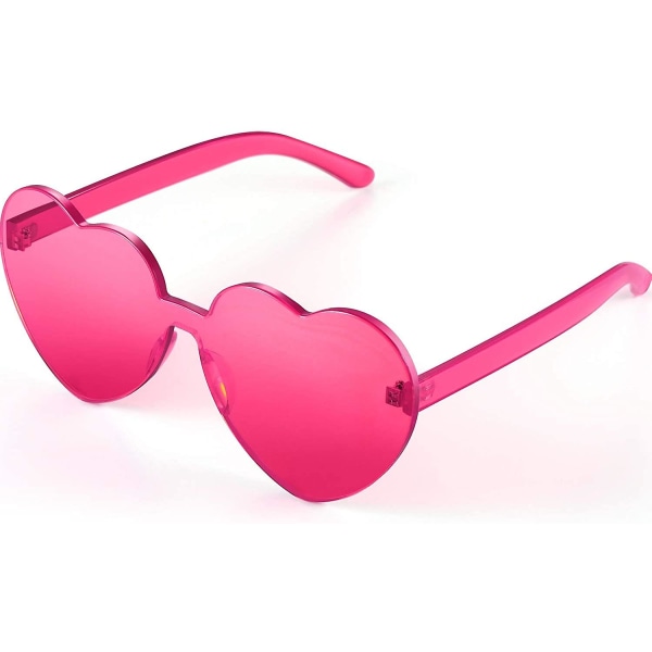 Sydämenmuotoiset aurinkolasit Party aurinkolasit, karkkiväriset aurinkolasit Transparent Deep Pink