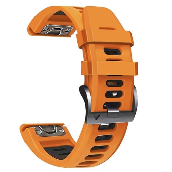 För Garmin Tactix 7 26mm Silicone Sports Watch Orange-Black