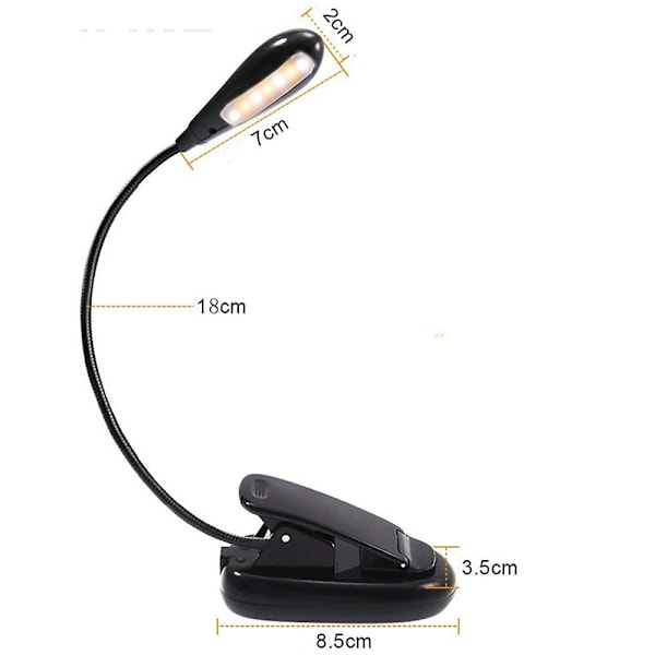 Led-lukulamppu, kirjanpidinlamppu, USB-ladattava