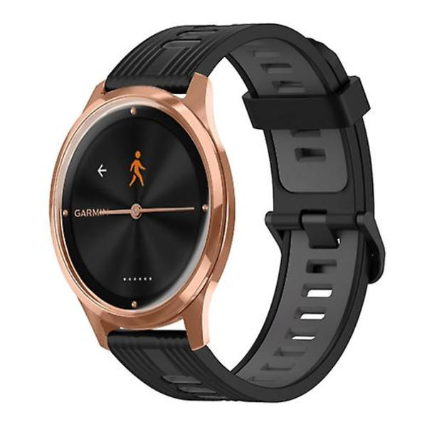 För Garmin Move Luxe 20 mm vertikalt mönster tvåfärgat watch Black-Grey