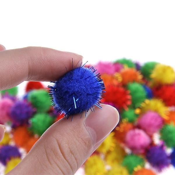 100 stk Farverige Mini Sparkly Glitter Tinsel Bolde Små Pom Bolde Til Kattelegetøj