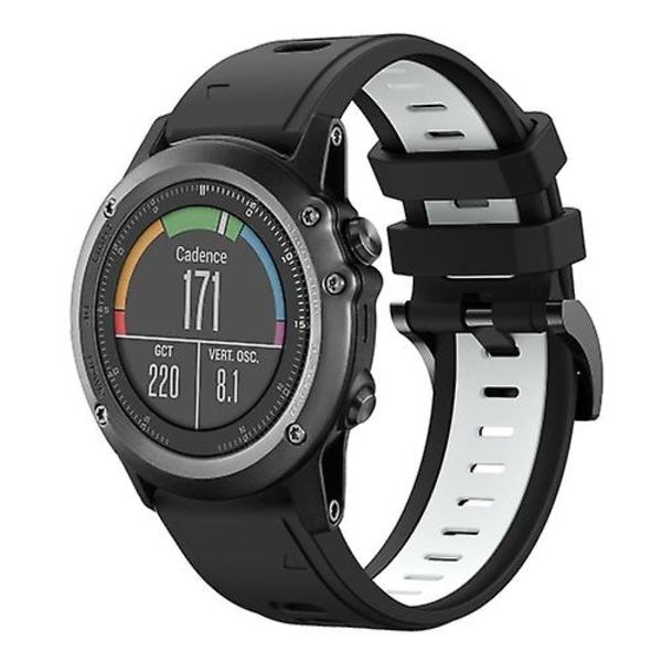 For Garmin Fenix ​​3 Hr 26 mm tofarget sportssilikonklokkerem Black-White