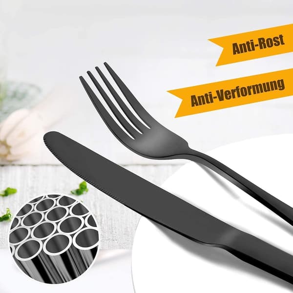 Matt svart bestickset i satinfinish rostfritt stål 2 set