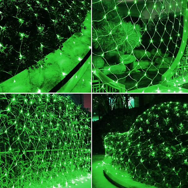 LED Nätljus Mesh Ljus Grön St. Patrick's Day Dekor, Träd Warp Fairy Lights Utomhus Hängande Slinga Ljus för Jul, Halloween, Trädgård,